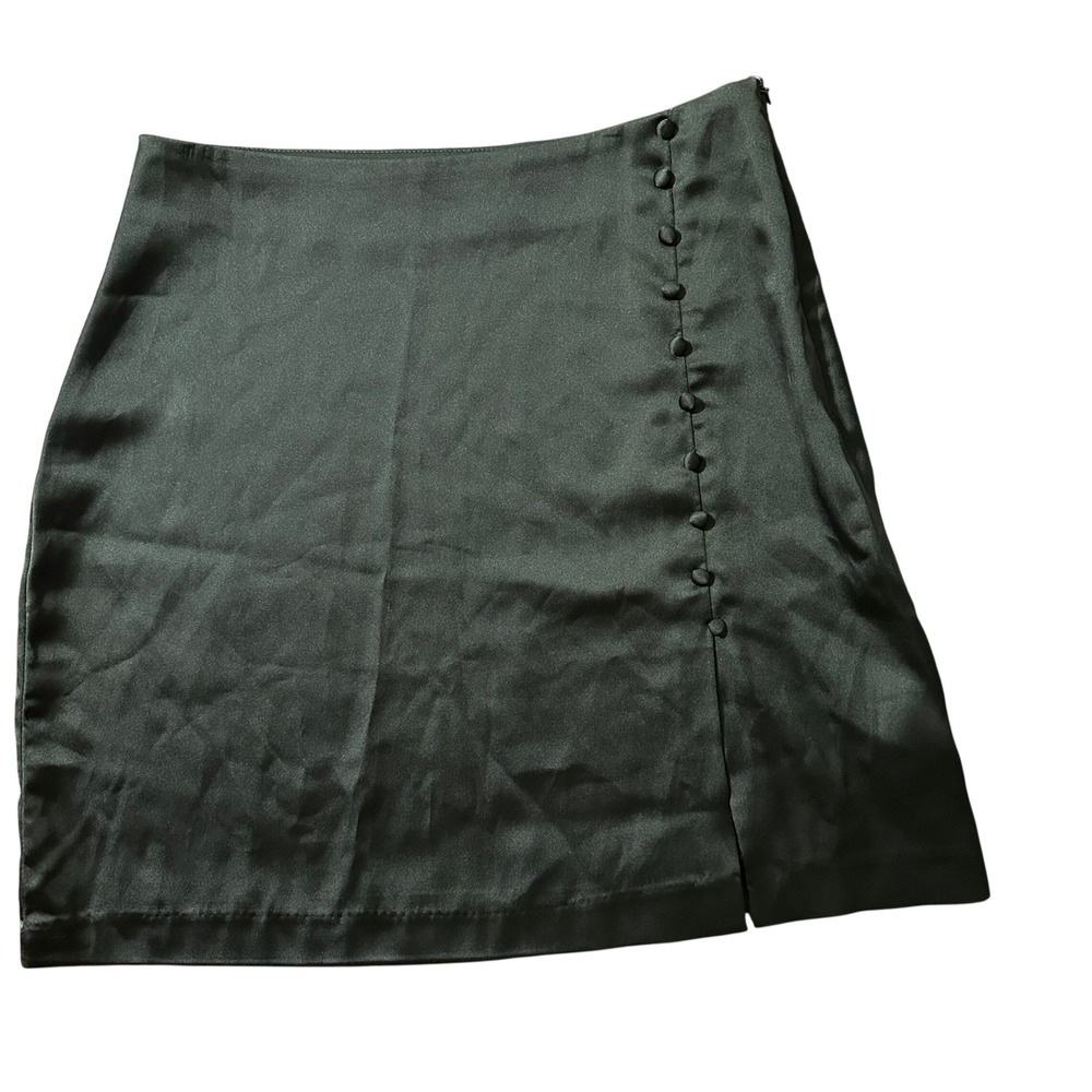LeGer Lena Gercke‎ Satin Skirt Womens 38 Black Side Button Mini Skirt LEG0549001